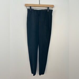 Zara Basic Black Faux Sueded Pull-On Skinny Pants, XS, Seam Detail Ankle Zippers